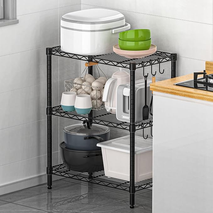 3-Tier Metal Shelf for Storage, Wire Shelving Unit Storage Rack Organizer Steel - Image 6