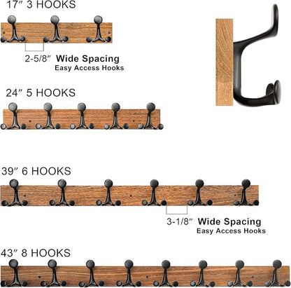 SKOLOO 17-Inch Wood Burnt Coat Rack Wall Mount - Image 4