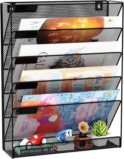 Wall File Organizer Holder Mesh Hanging Paper Document Holder, Vertical 6 by GDINDINFAN