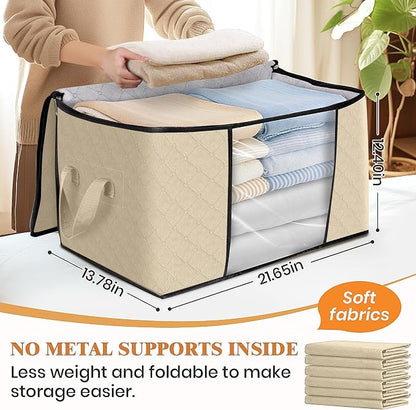 Fab totes 3 Pack Clothes Storage, Foldable Thick Fabric Blanket Storage Bags - Image 2