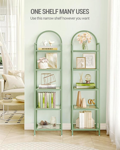 Hzuaneri Bookcase Bookshelf, Tempered Glass Bookshelves | Slim Shelving Unit - Image 4