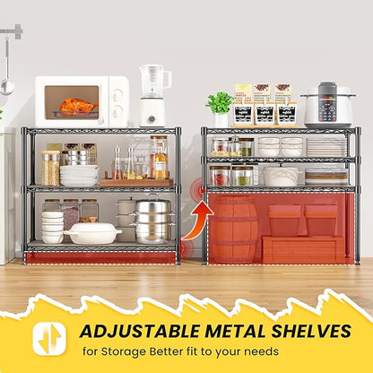 3-Shelf Adjustable Storage Shelves Metal Shelving Unit Heavy Duty Wire Rack - Image 4