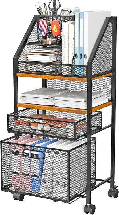 Rolling File Cart with 2 Storage Drawers Multipurpose Book Letter Organizer by SRJZMLY