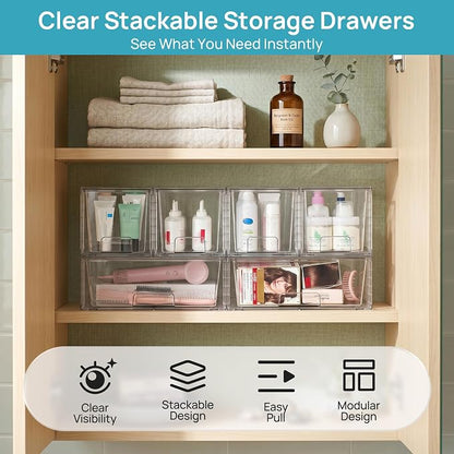 Vtopmart 6 Pack Stackable Storage Drawers, Easily Assemble Clear Plastic - Image 4