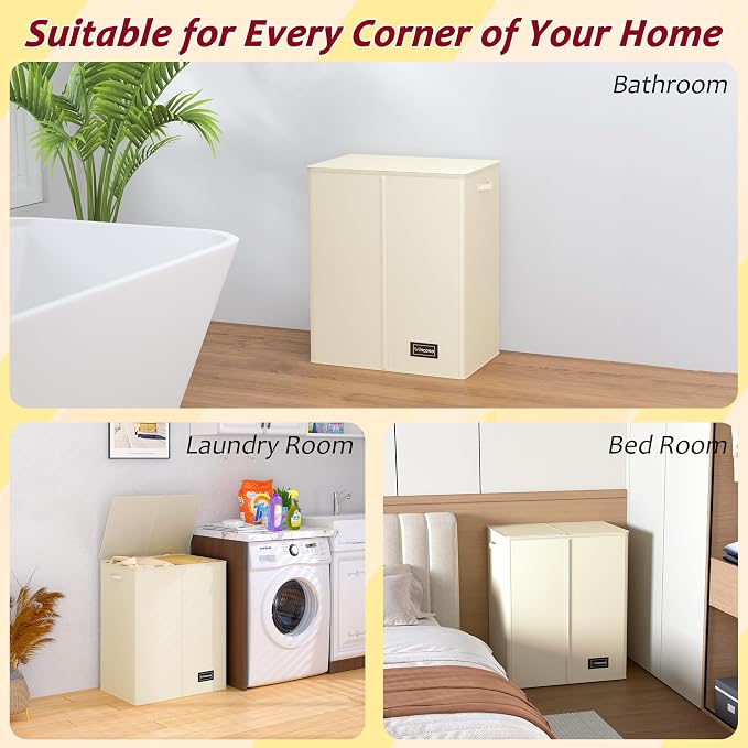 150L Laundry Hamper 2 Section, Large Laundry Hamper - Image 7