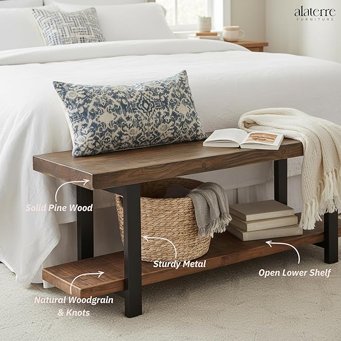 Pomona Solid Wood Entryway Bench - Image 5