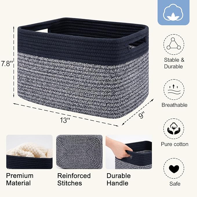 4 Pack Storage Baskets for Organizing, Woven Baskets for Shelves - Image 2