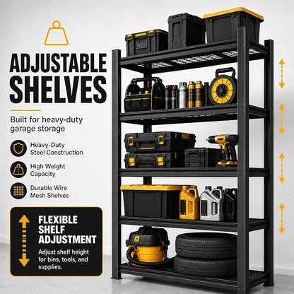 SAWJEC Garage Shelving Unit, 2000 lb | 72"H x 35.8"W x 16.1"D, 5 Adjustable - Image 5
