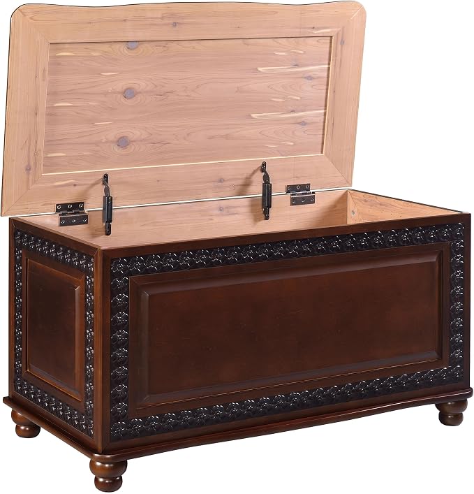 BOWERY HILL 40" x 21" Traditional Wood Cedar Blanket Chest, Flip Open Storage - Image 5