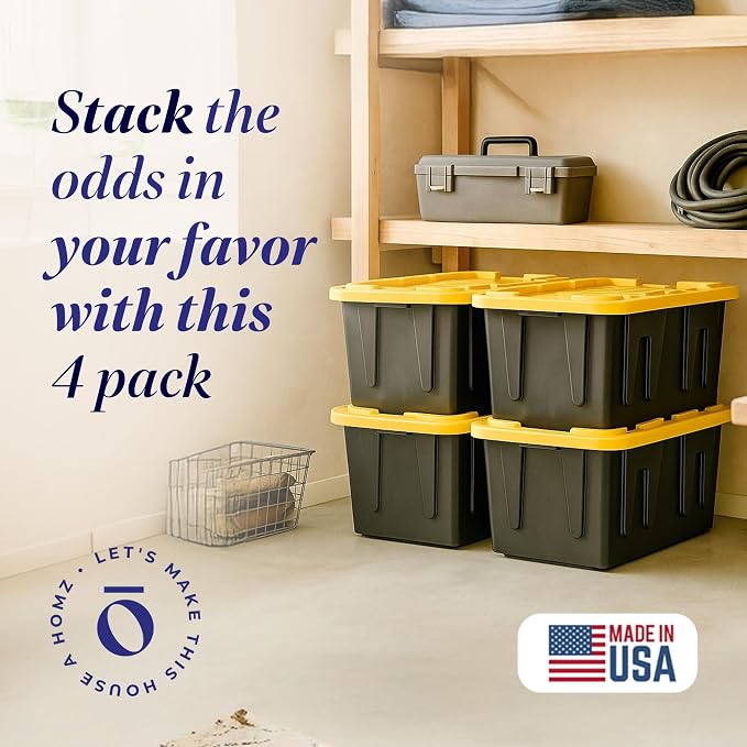 HOMZ 4-Pack Durabilt Tote, Heavy Duty Plastic Storage Bins - Image 4