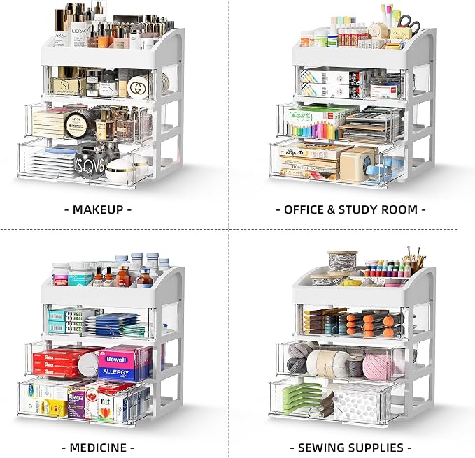 Desk Organizer with Drawers, 3 Drawers Storage Organizer, Desktop Storage - Image 4