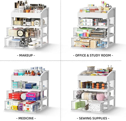 Desk Organizer with Drawers, 3 Drawers Storage Organizer, Desktop Storage - Image 4