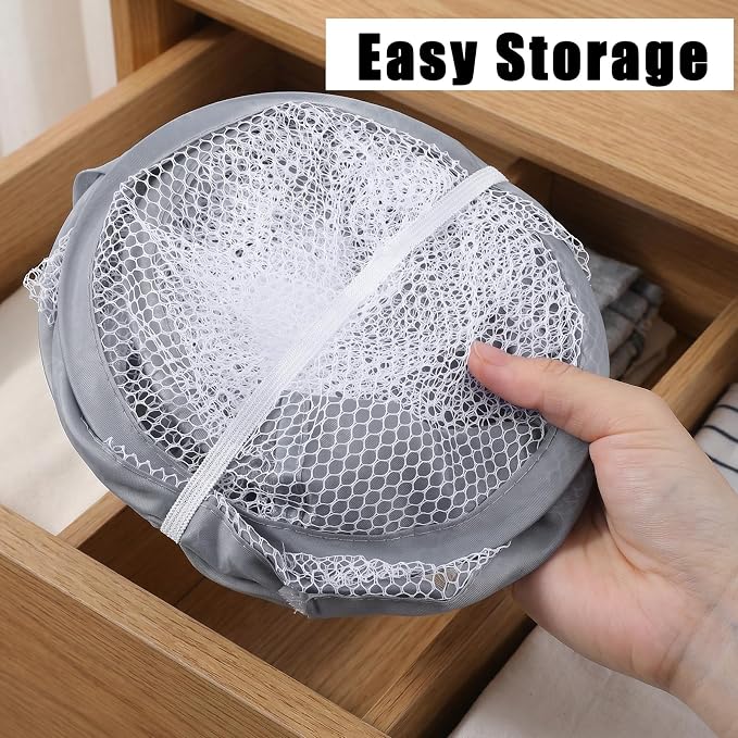 2 Pcs Small Hanging Laundry Bag Foldable Mesh Laundry Basket Portable Hanging - Image 5