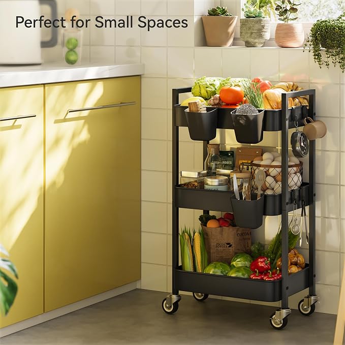 Nunsino 3 Tier Rolling Cart, Utility Cart - Image 2