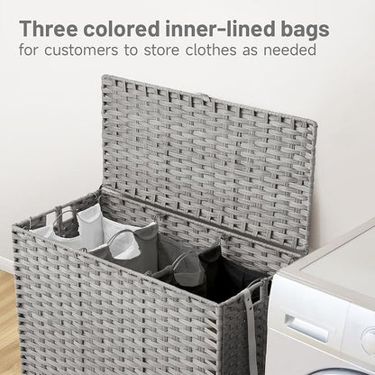 Laundry Hamper with Wheels, 60.72 Gallon Rolling Laundry Basket with Lid - Image 2