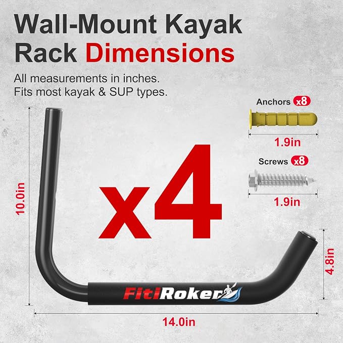 Kayak Storage Rack – 100LB Wall Mounted Kayak Hook - Image 4