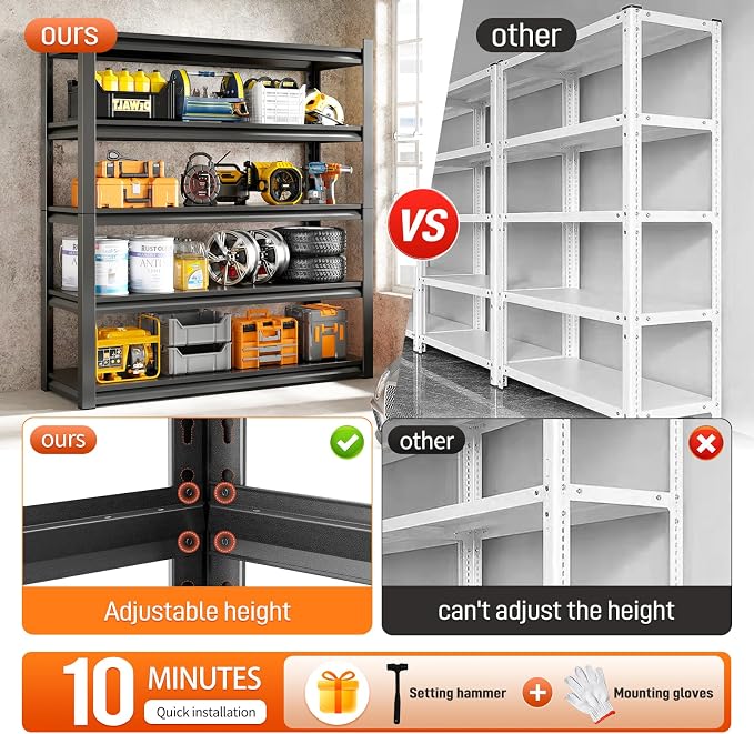 59" W Garage Shelving Unit, Garage Storage Shelves 3000LBS Heavy Duty Shelving - Image 6