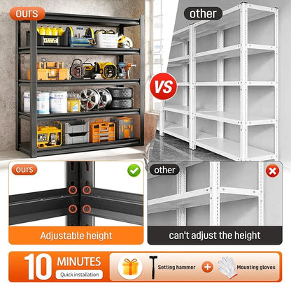 59" W Garage Shelving Unit, Garage Storage Shelves 3000LBS Heavy Duty Shelving - Image 6