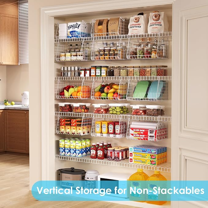 3-Pack Under Shelf Hanging Baskets Space-Saving Pantry Shelf Organizer | - Image 8