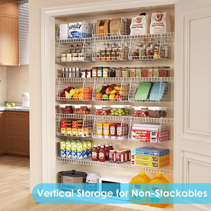 3-Pack Under Shelf Hanging Baskets Space-Saving Pantry Shelf Organizer | - Image 8