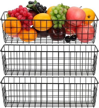 Hedume 3 Pack Metal Wire Storage Organizer Basket, 16.2" x 6.3" x 4.4" Bin - Image 2