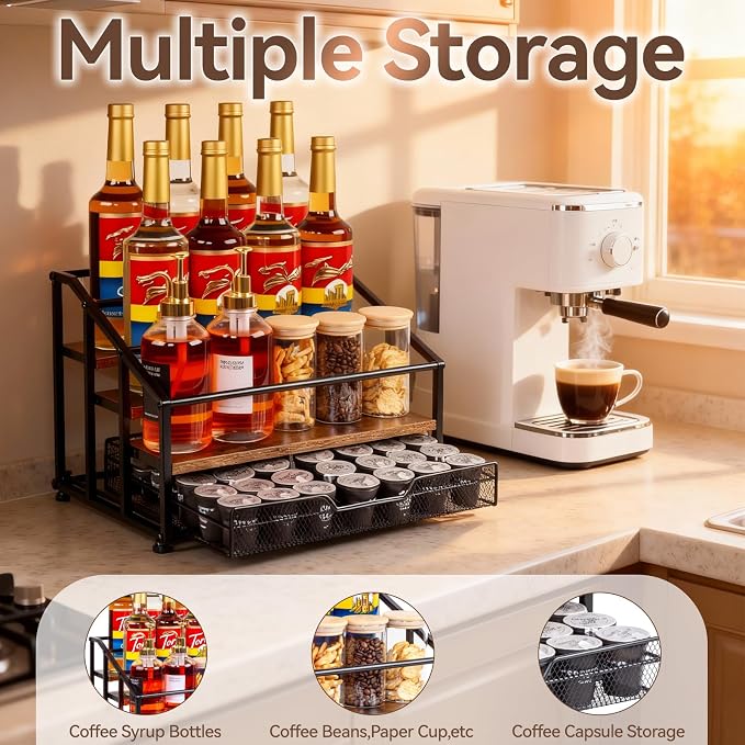 Coffee Syrup Rack Organizer, 4-Tier 12 Bottle Syrup Rack - Image 7