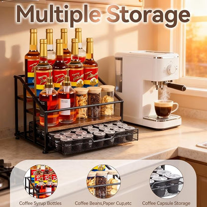 Coffee Syrup Rack Organizer, 4-Tier 12 Bottle Syrup Rack - Image 7