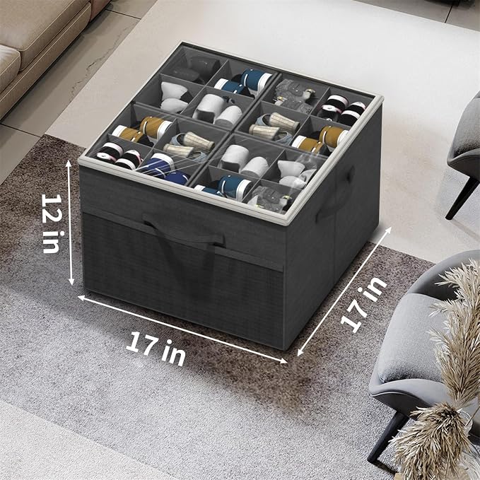 Aokeyee Shoe Organizer for Closet, 2 Pack Foldable Shoe Storage Organizer Box - Image 6