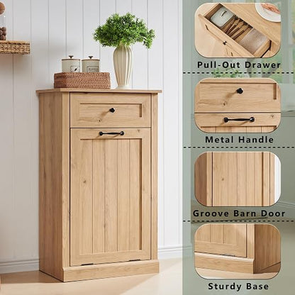 Tilt Out Trash Can Cabinet, 10 Gallon Farmhouse Laundry Hamper Cabinet - Image 3