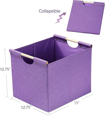 HOONEX Large Foldable Storage Bins, Linen Fabric, Storage Baskets - Image 6