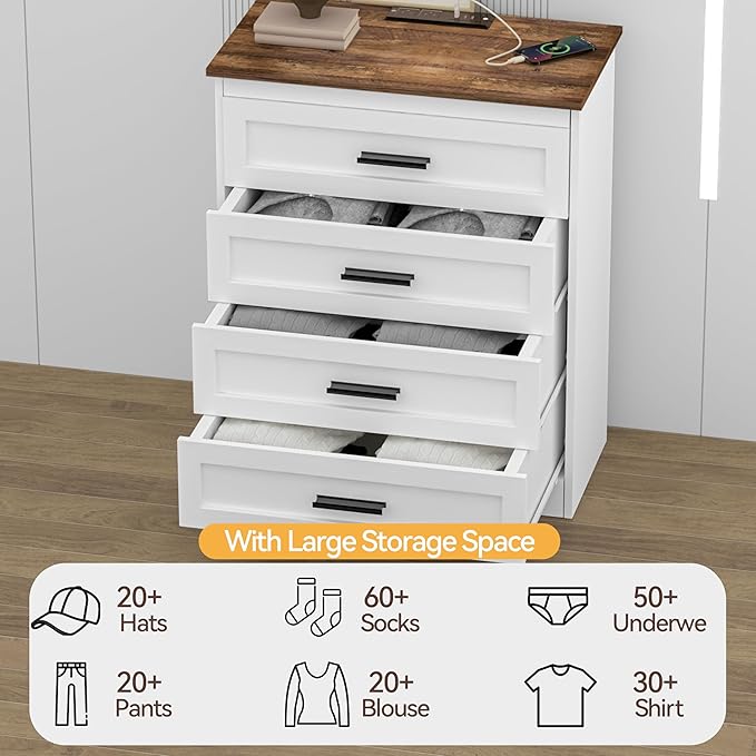 GEPELCN Farmhouse 4 Drawers Dresser - Image 6