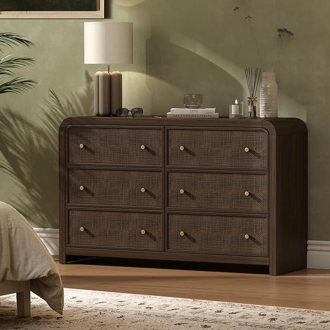 Oak&Sparrow 6 Drawer Dresser for Bedroom, Boho Chest of Drawers, Thickened by OakSparrow