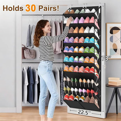 30 Pairs Over the Door Shoe Organizer, 10-Tier Door Shoes Rack Storage - Image 2