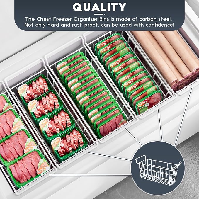 17.5 inch 2Packs Chest Freezer Organizer Bins, Deep Freezer Basket - Image 4