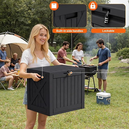 42 Gallon Outdoor Storage Box, Lockable Resin Deck Box - Image 2