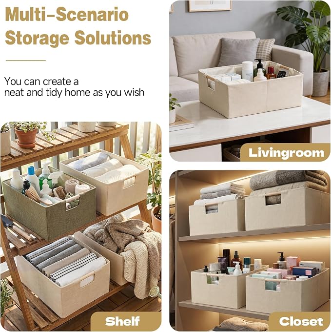 Foldable Fabric Storage Baskets Set of 2 - Image 6