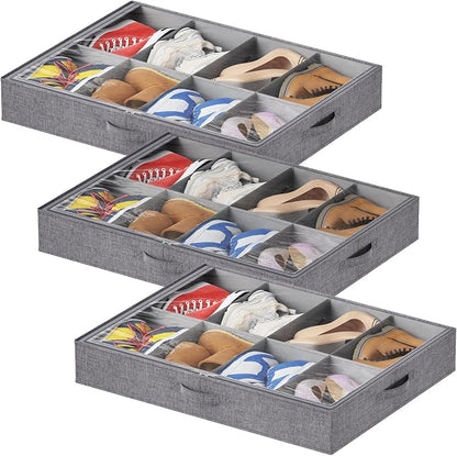Lifewit Under Bed Shoe Storage Organizer Fits 8 Pair Sneakers, 4.3 Inches Tall by Lifewit
