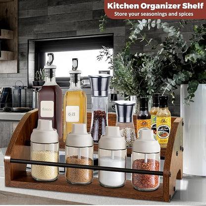 Wooden Countertop Organizer- Liquor Bottle Display Shelf, Coffee Syrup Rack - Image 6