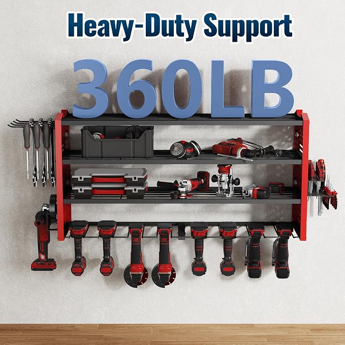 Tomorotec 4-Layer Wall-Mounted Power Tool Storage Rack, Heavy-Duty Steel Drill - Image 5