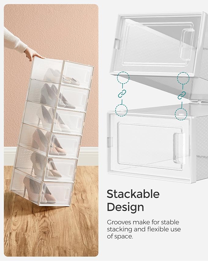 SONGMICS Shoe Boxes, Stackable Clear Plastic Boxes - Image 4