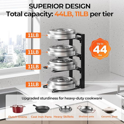 MUDEELA 2 Pack Pots and Pans Organizer under Cabinet, 4-Tier Heavy Duty Pan - Image 3