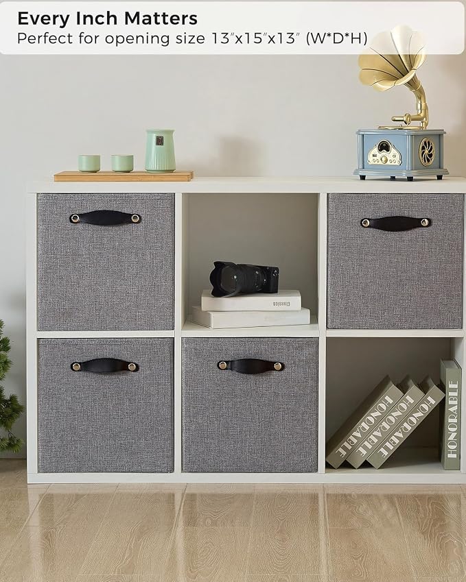 Foldable Fabric Storage Bins Cubes, Dim Gray, 4 Pack - Image 3