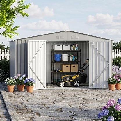 10 x 12 FT Outdoor Storage Shed, Heavy Duty Metal Shed - Image 7