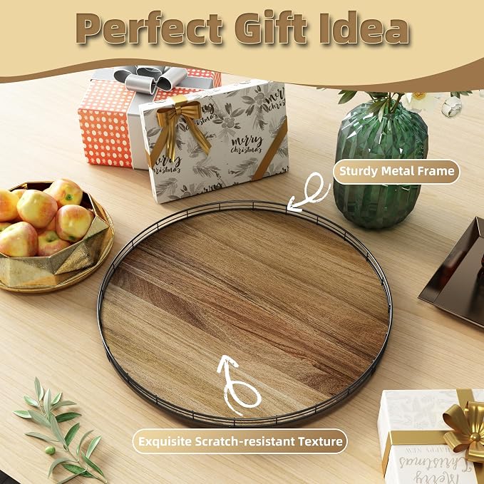 Acacia Wood 12" Lazy Susan Turntable Organizer - Image 7