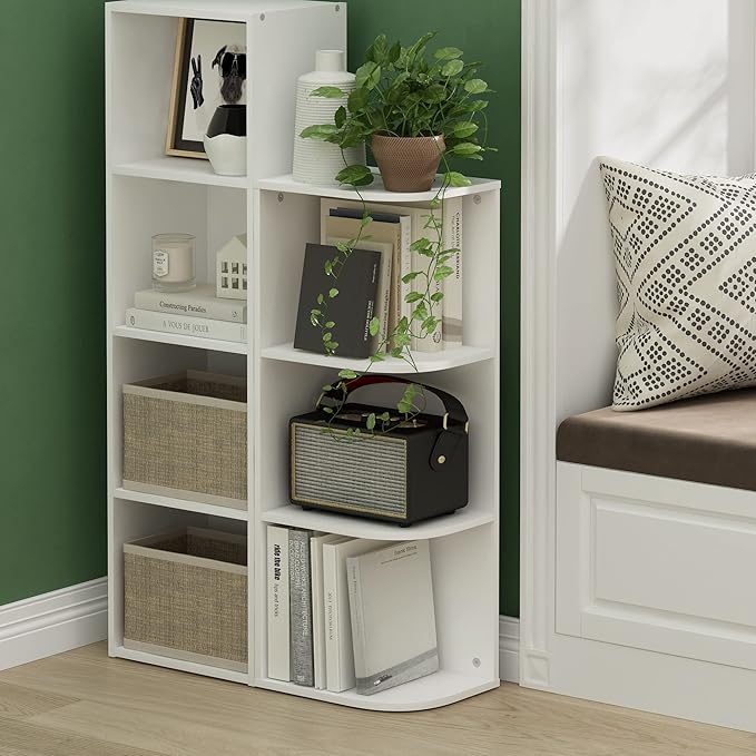 Furinno PASIR Book Shelf, 3-Tier Corner Bookshelf, Open Shelves Bookcase 9.3 x - Image 2