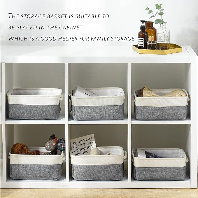 TcaFmac Small Storage Baskets for Shelf 6 Pack Canvas Storage Basket - Image 3