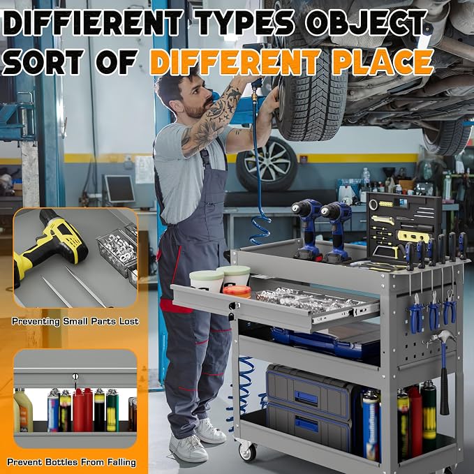 3 Tier Tool Cart on Wheels - Image 3