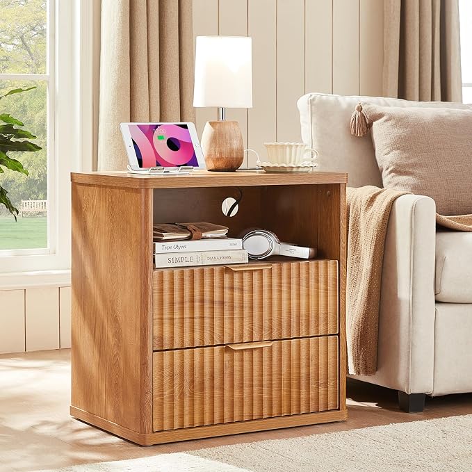 LEYAOYAO Fluted Nightstand by LEYAOYAO-Findtheshiningpointofyourideallife%EF%BC%81