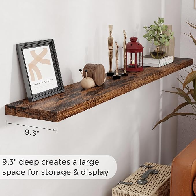Fun Memories 72 Inch Floating Shelves, 72 x 9.3 Rustic Wooden Fireplace Mantel - Image 4