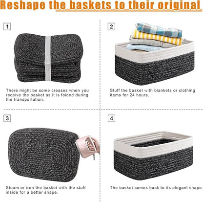 OIAHOMY 4 Pack Storage Baskets for Organizing, Small Bins for Shelves, Cute - Image 7
